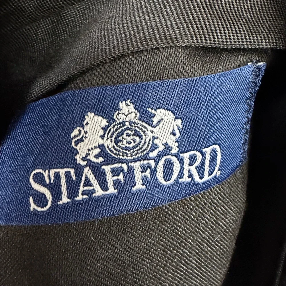 Stafford Mens Black Worsted Wool Pleated Cuffed Dress Pants 36x27 12-PP450S 89